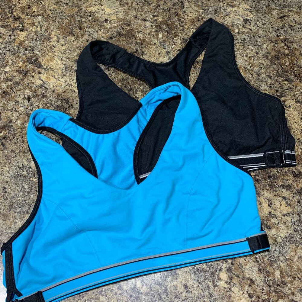 collection of 2 BALLY sports bras, both XL-38C/38D, are adjustable at sides